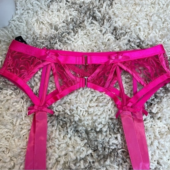 NWOT For Love & Lemons Soutache hot pink lace garter belt small - Picture 8 of 8
